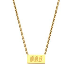 888 Angel Number Pendant Necklace 18K Gold Plated Stainless Steel‎